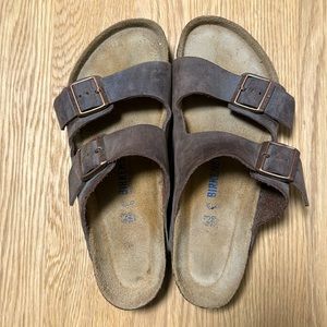 Birkenstock Arizona Leather Sandals - Havana Brown